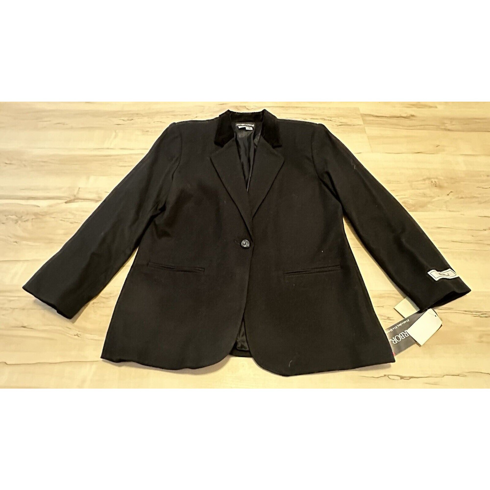SAG HARBOR Women 14‎ Blazer 100% Wool Single Breast Velvet Collar Black NWT VTG